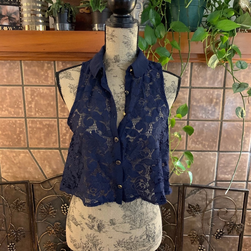 navy lace top